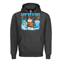 Charcoal Heather winter vibes Zipper Hoodie - MaliasSmallBusiness