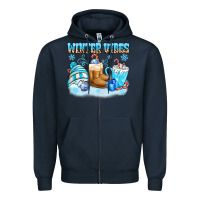 Navy winter vibes Zipper Hoodie - MaliasSmallBusiness