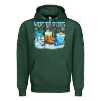 Sports Green winter vibes Zipper Hoodie - MaliasSmallBusiness