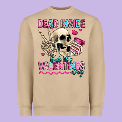 Dead Inside But It's Valentines Day Heavyweight Sweatshirt Designed By Jasminsmagicworld