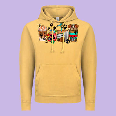 Dogs Coffee Cups Vintage Hoodie Designed By Adodesignshop
