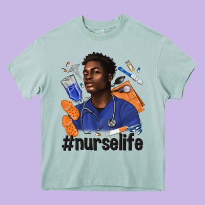 Afro Man Nurse Life Heavy Core Tee Designed By Texasbilliewilder