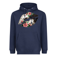 Navy Cowhide And Flowers Lips Heavyweight Hoodie - Bettercallsaul