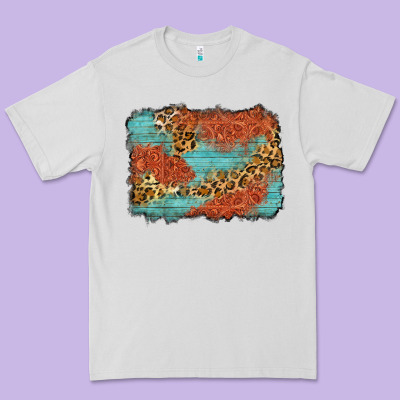 Western Leopard Tooled Leather Background Premium Tee Designed By Zillion Design Studio