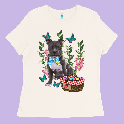 Easter Pitbull Ladies Tee Designed By Ranaportraitstore