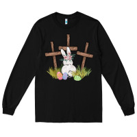 Black floral watercolor easter bunny cross Long Sleeve Tee - MaliasSmallBusiness