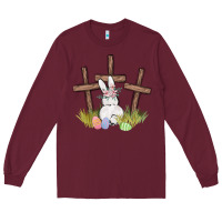 Floral Watercolor Easter Bunny Cross Long Sleeve Tee | Teevron