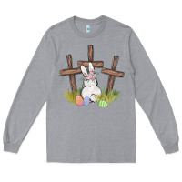 Heather Grey floral watercolor easter bunny cross Long Sleeve Tee - MaliasSmallBusiness
