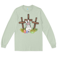 Matcha floral watercolor easter bunny cross Long Sleeve Tee - MaliasSmallBusiness