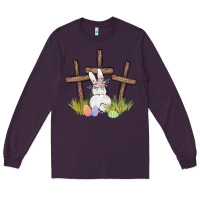 Plum floral watercolor easter bunny cross Long Sleeve Tee - MaliasSmallBusiness