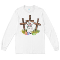 White floral watercolor easter bunny cross Long Sleeve Tee - MaliasSmallBusiness