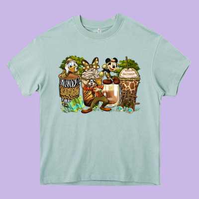 Safari Cartoon Characters Coffee Cups Heavy Core Tee Designed By Zillion Design Studio
