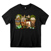 Black safari cartoon characters coffee cups Heavy Core Tee - Zillion Design Studio