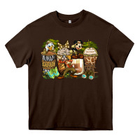 Chocolate Brown safari cartoon characters coffee cups Heavy Core Tee - Zillion Design Studio