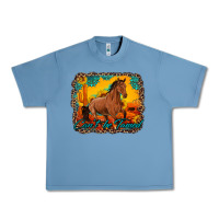 Pebble Blue can't be tamed horse with sunflowers turquoise gemstone western sunset Urban Heavy Tee - Artiststas