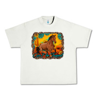 Pistachio can't be tamed horse with sunflowers turquoise gemstone western sunset Urban Heavy Tee - Artiststas
