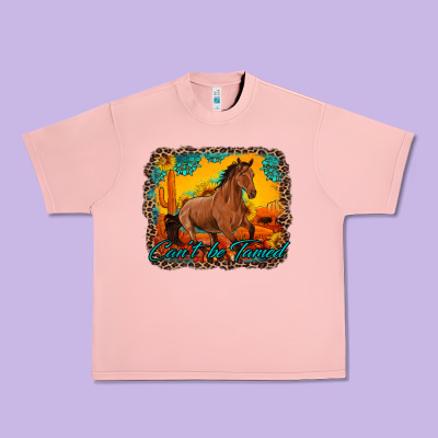 Can't Be Tamed Horse With Sunflowers Turquoise Gemstone Western Sunset Urban Heavy Tee Designed By Artiststas