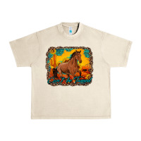 Sandshell can't be tamed horse with sunflowers turquoise gemstone western sunset Urban Heavy Tee - Artiststas