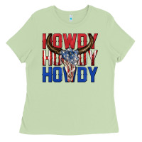 Matcha howdy howdy howdy 4th of july bull skull billie wi Ladies Tee - texasbilliewilder