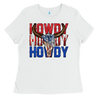 White howdy howdy howdy 4th of july bull skull billie wi Ladies Tee - texasbilliewilder