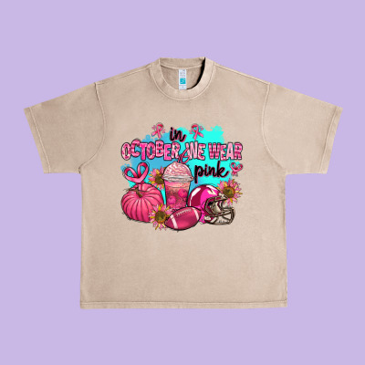 In October We Wear Pink American Football Urban Heavy Tee Designed By Adodesignshop