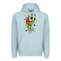 Blue Mist Zombie Hand with Eyeball Premium Hoodie - texasbilliewilder