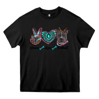 Black peace love pitbull Heavy Core Tee - RanaPortraitStore