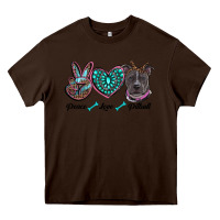 Chocolate Brown peace love pitbull Heavy Core Tee - RanaPortraitStore