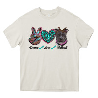 Cream peace love pitbull Heavy Core Tee - RanaPortraitStore