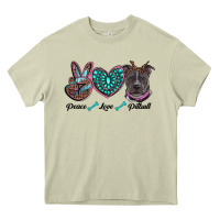 Mossy peace love pitbull Heavy Core Tee - RanaPortraitStore
