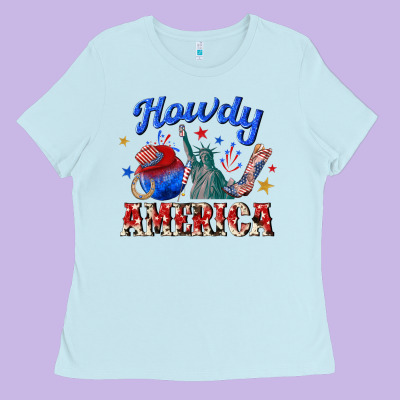 Howdy America Western Ladies Tee Designed By Texasbilliewilder
