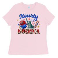 Bubblegum Pink howdy america western Ladies Tee - texasbilliewilder