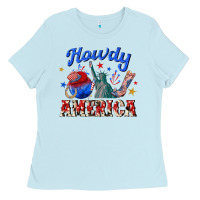 Baby Blue howdy america western Ladies Tee - texasbilliewilder