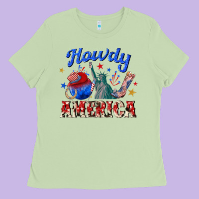 Howdy America Western Ladies Tee Designed By Texasbilliewilder