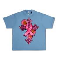 Pebble Blue breast cancer cross Urban Heavy Tee - AdoDesignShop