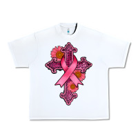 White breast cancer cross Urban Heavy Tee - AdoDesignShop