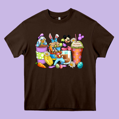Easter Cartoon Characters Coffee Cups Heavy Core Tee Designed By Zillion Design Studio
