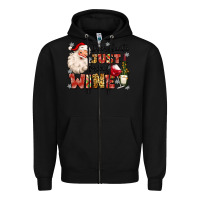 Black dear santa just bring wine Zipper Hoodie - MaliasSmallBusiness