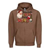 Chestnut dear santa just bring wine Zipper Hoodie - MaliasSmallBusiness