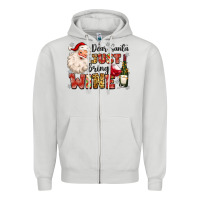 Dove Grey dear santa just bring wine Zipper Hoodie - MaliasSmallBusiness