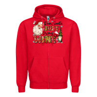 Red dear santa just bring wine Zipper Hoodie - MaliasSmallBusiness