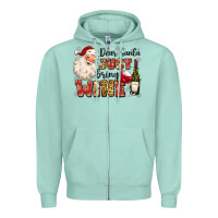 Seafoam dear santa just bring wine Zipper Hoodie - MaliasSmallBusiness