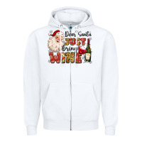 White dear santa just bring wine Zipper Hoodie - MaliasSmallBusiness