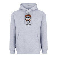 Heather Grey Western Brown Glitter Cowhide Patterned Mom Skull Heavyweight Hoodie - Bettercallsaul