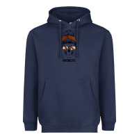 Navy Western Brown Glitter Cowhide Patterned Mom Skull Heavyweight Hoodie - Bettercallsaul