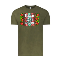 Vintage Olive teach love inspire brushstroke with  and pen leopard Vintage Tee - Artiststas