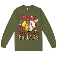 Army Green busy raising ballers Long Sleeve Tee - MaliasSmallBusiness