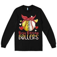 Black busy raising ballers Long Sleeve Tee - MaliasSmallBusiness