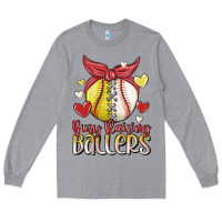 Heather Grey busy raising ballers Long Sleeve Tee - MaliasSmallBusiness