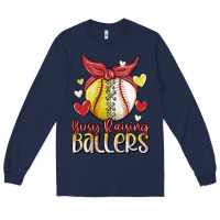 Navy busy raising ballers Long Sleeve Tee - MaliasSmallBusiness